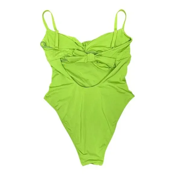 Monday Swimwear Bordeaux One Piece Swimsuit Medium Cypress Green Tie Back - Picture 5 of 10